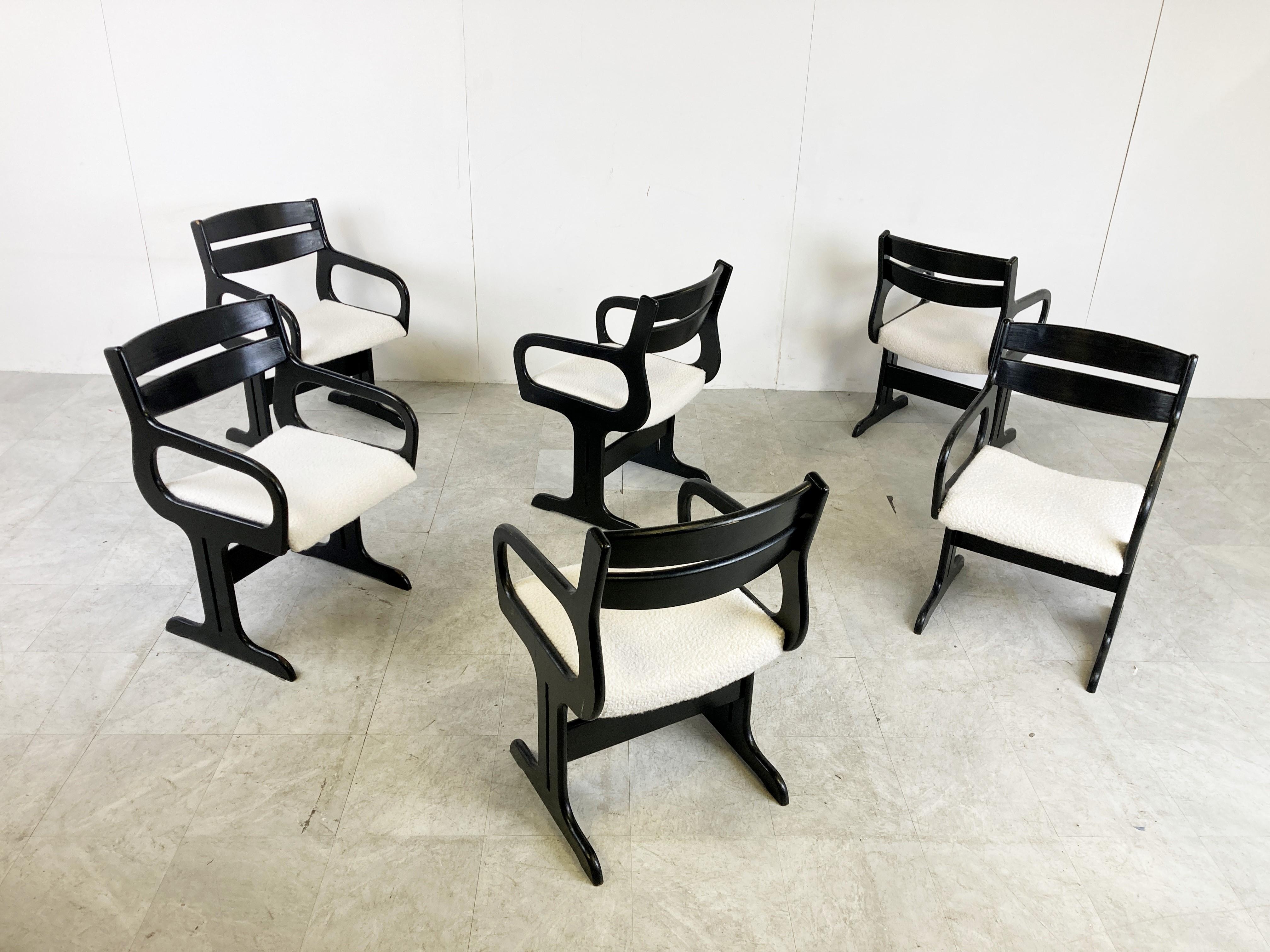 Midcentury Black Wooden Dining Chairs, 1970s 2