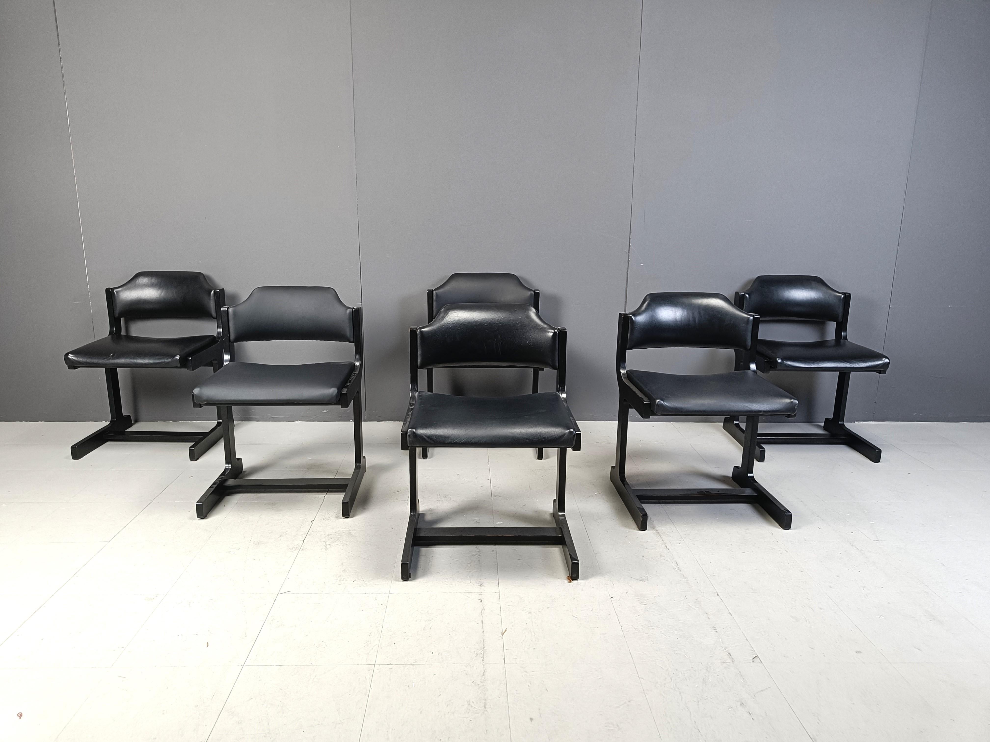 Space Age Mid century black wooden space age dining chairs, 1970s