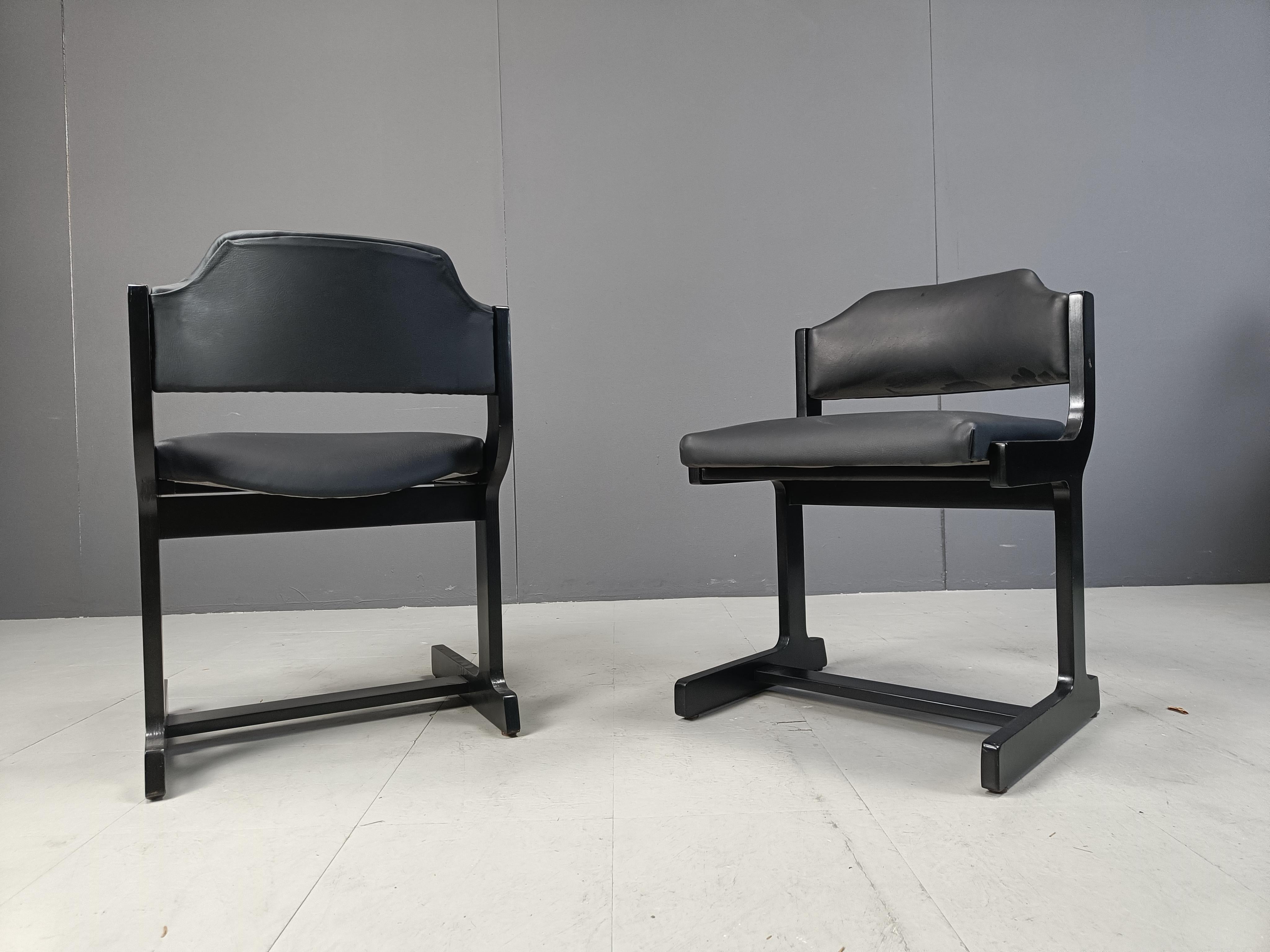 Mid century black wooden space age dining chairs, 1970s 1