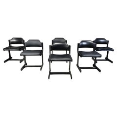 Mid century black wooden space age dining chairs, 1970s