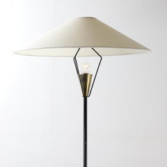Midcentury Blackened Brass Floor Lamp with Antique Brass Finished Details