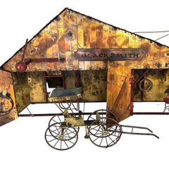 Mid-Century "Blacksmith" Hanging Copper Wall Sculpture by Curtis Jere