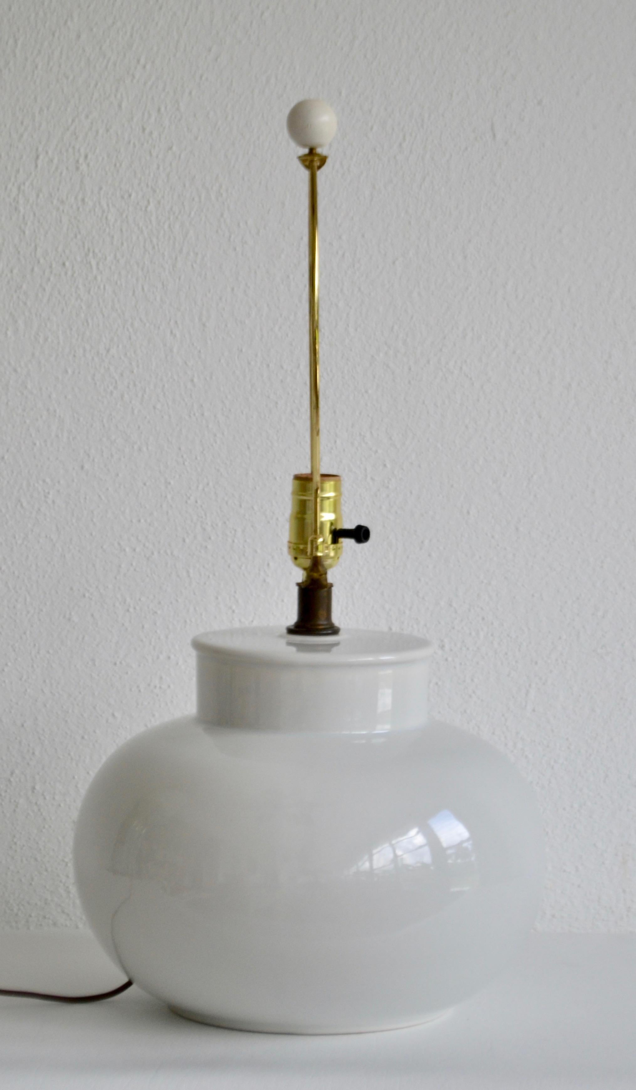American Mid-Century Blanc de Chine Ceramic Gourd Form Table Lamp
