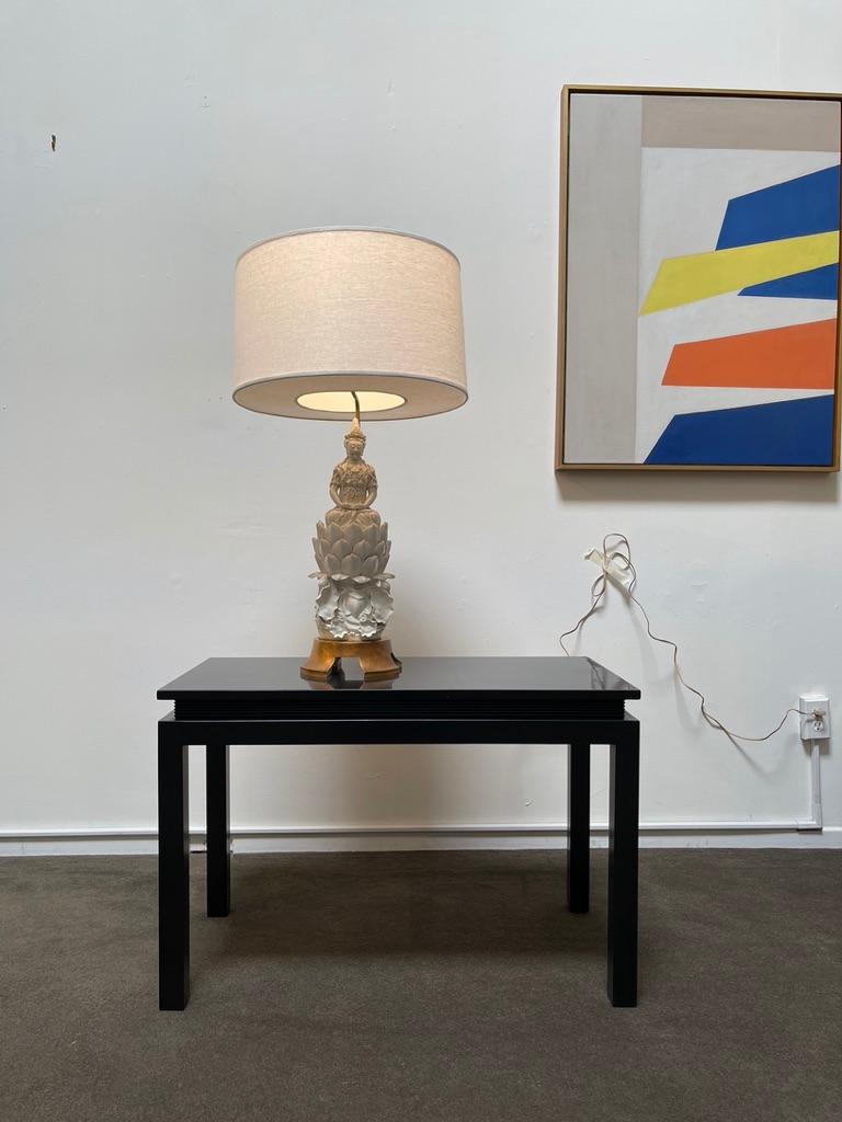 Mid Century Blanc De Chine Porcelain Figurine Table Lamp For Sale 3