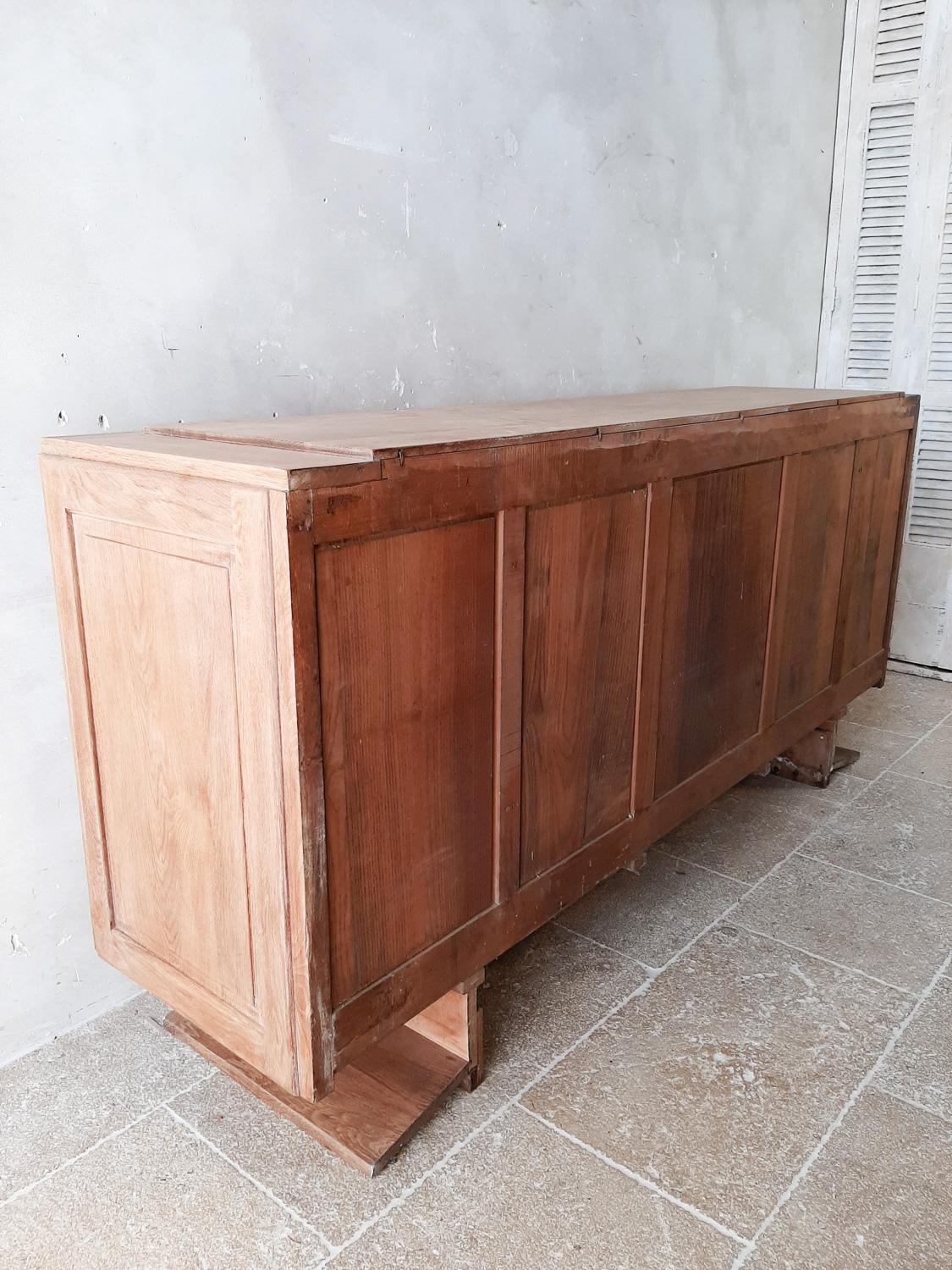 Mid-Century Bleached Oak Brutalist Credenza by Charles Dudouyt, 1940s-50s 11
