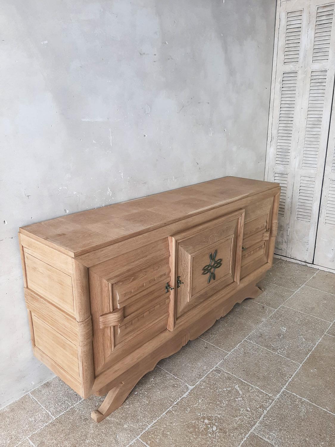 Mid-20th Century Mid-Century Bleached Oak Sideboard by Charles Dudouyt
