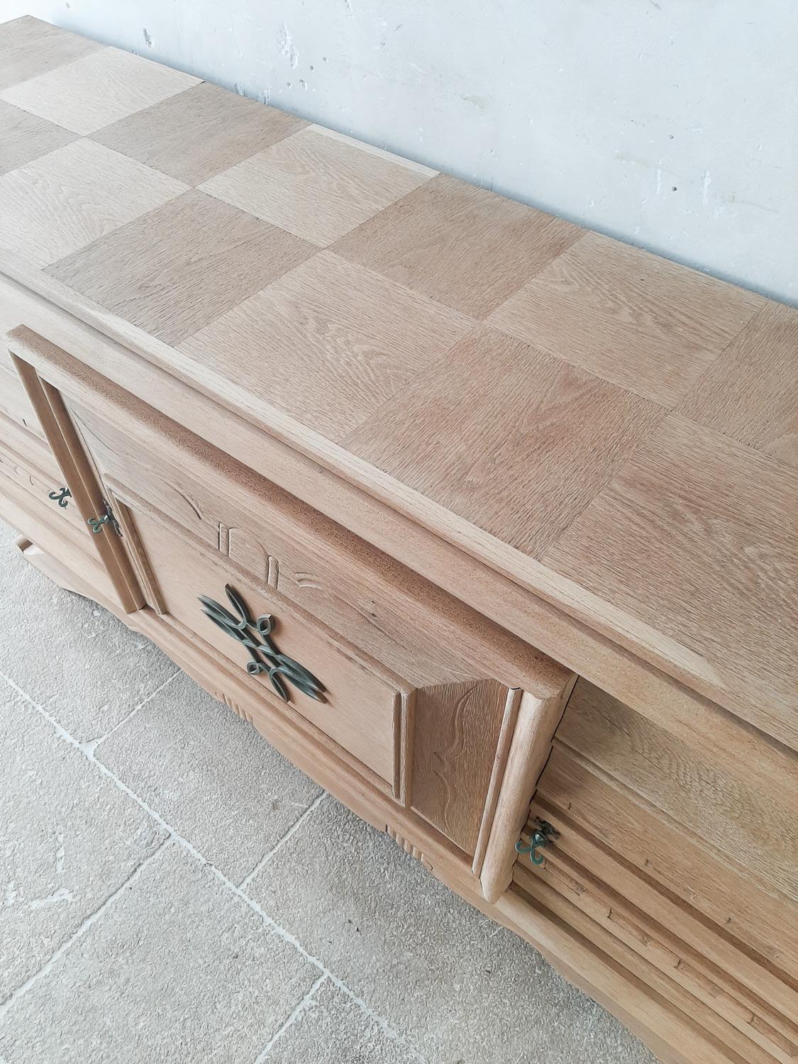 Mid-Century Bleached Oak Sideboard by Charles Dudouyt 2