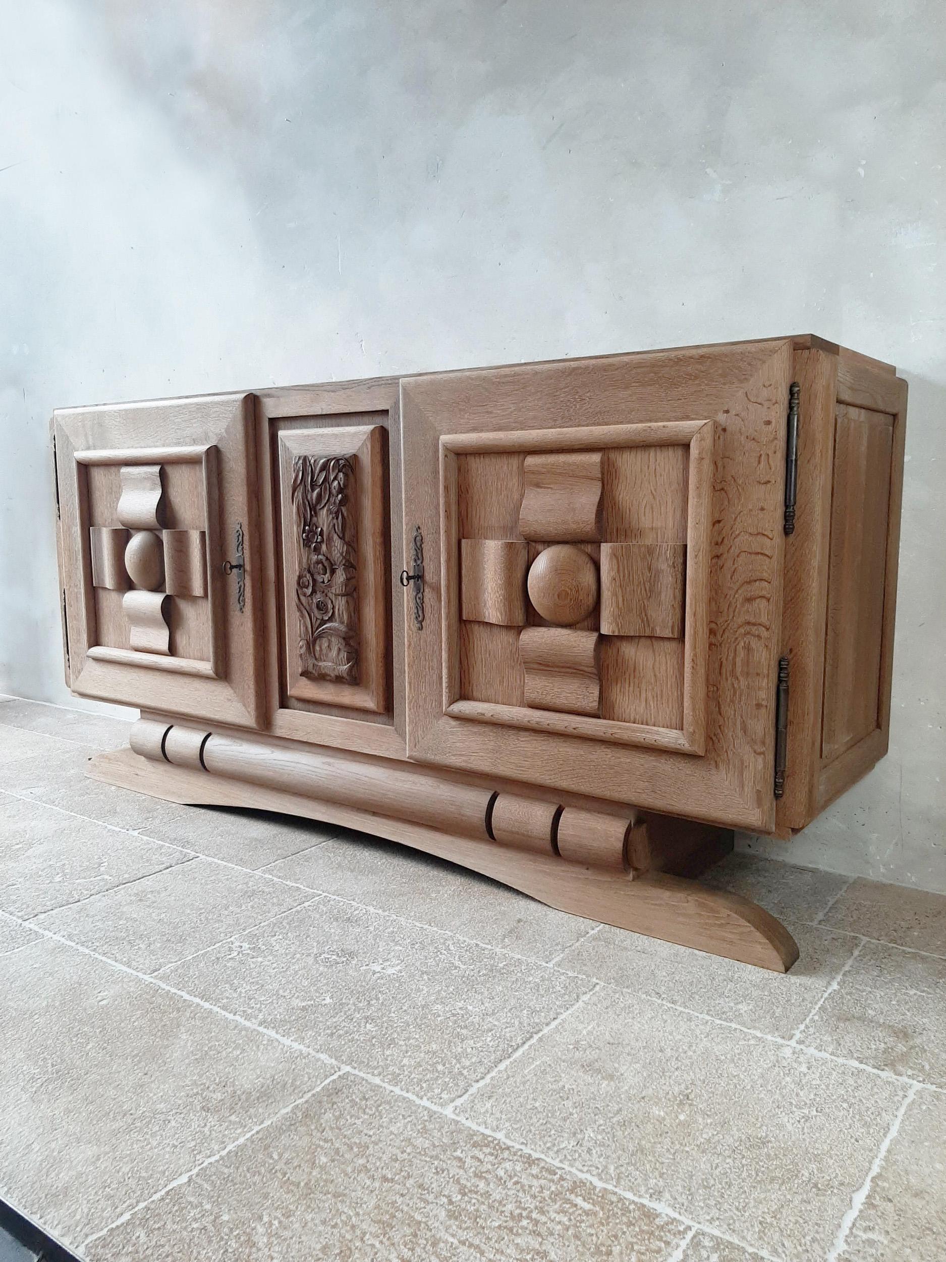 Mid Century Bleached Oak Sideboard by Charles Dudouyt  4