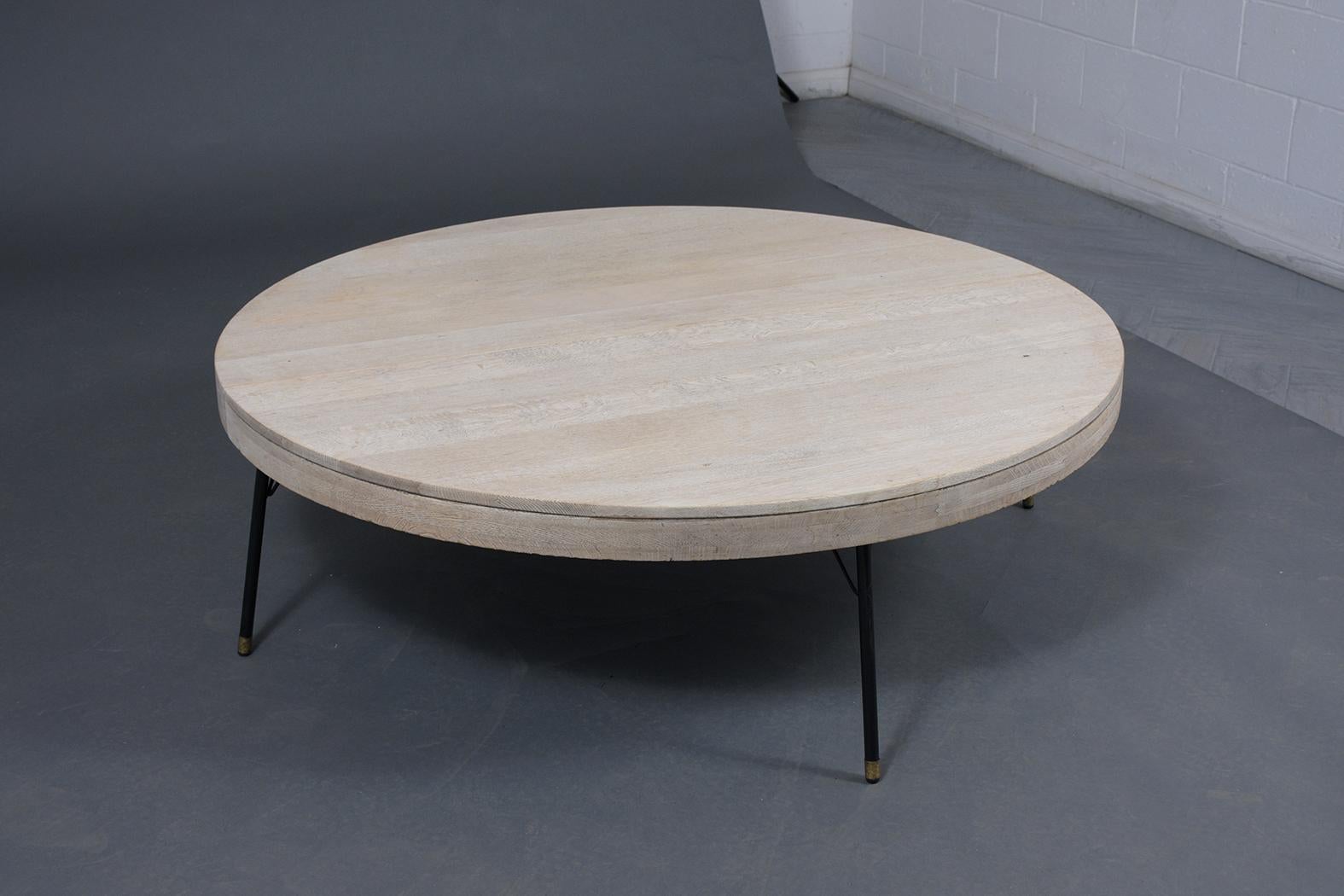 bleached wood round coffee table