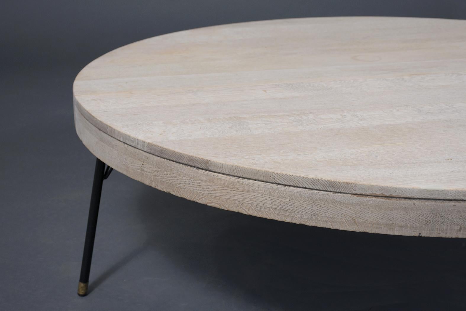 Mid-Century Modern Bleached Round Coffee Table