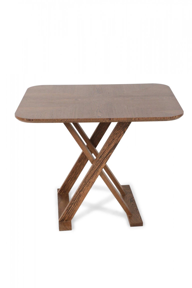 Mid-Century Bleached Wenge Rounded Corner Rectangular X-Base Side / End ...