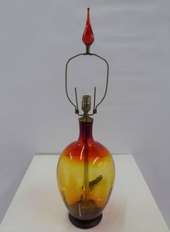 Lampe de bureau en verre Blenko Amberina mi-siècle par Wayne Husted, 1962