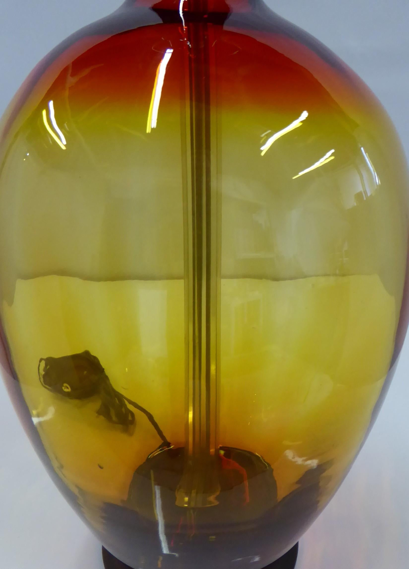 Mid-Century Modern Mid Century Blenko Amberina Glass Table Lamp by Wayne Husted, 1962