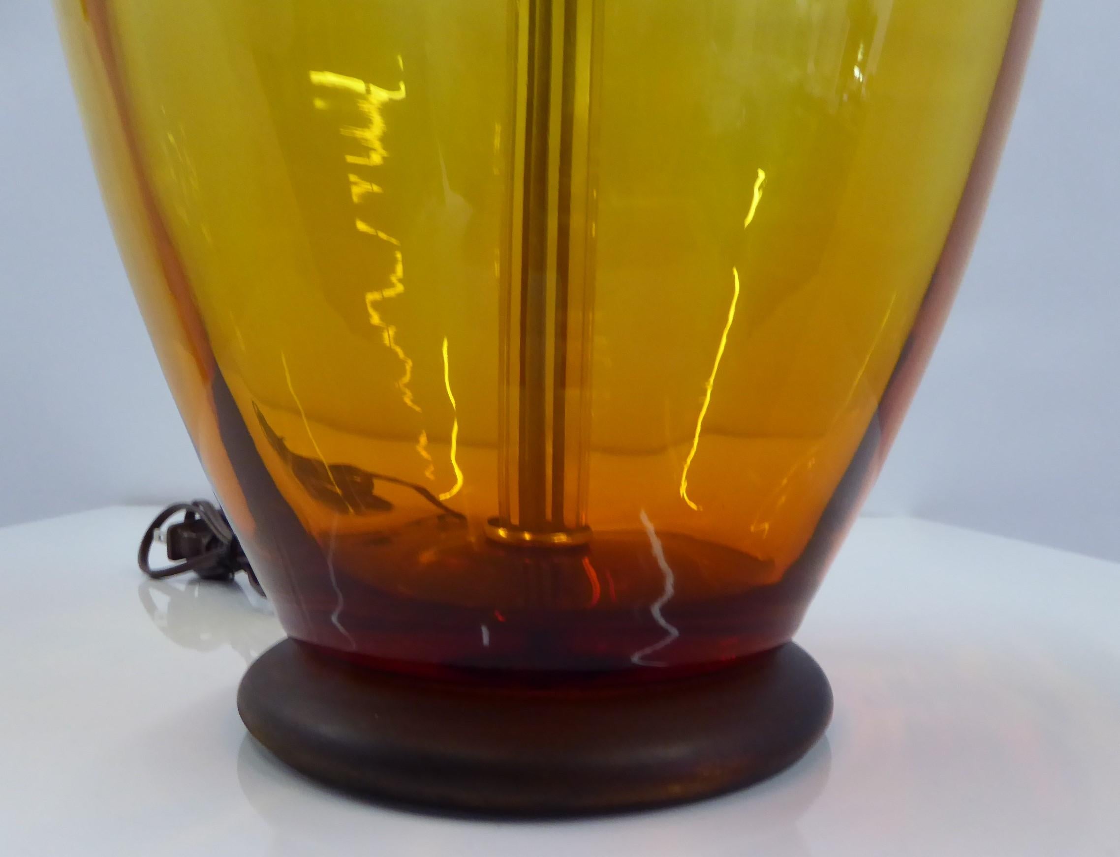 American Mid Century Blenko Amberina Glass Table Lamp by Wayne Husted, 1962