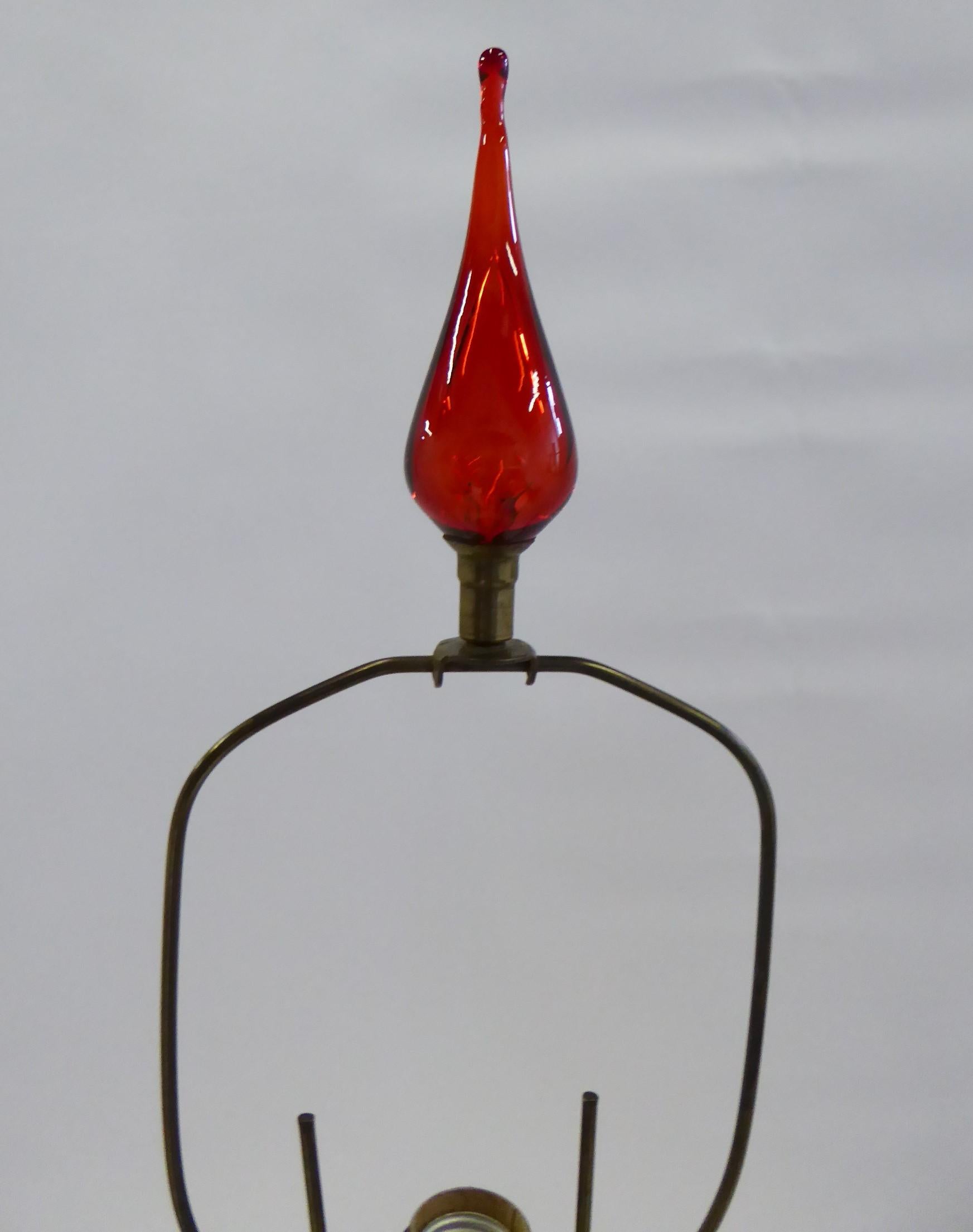 Mid-20th Century Mid Century Blenko Amberina Glass Table Lamp by Wayne Husted, 1962