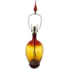 Mid Century Blenko Amberina Glass Table Lamp by Wayne Husted, 1962