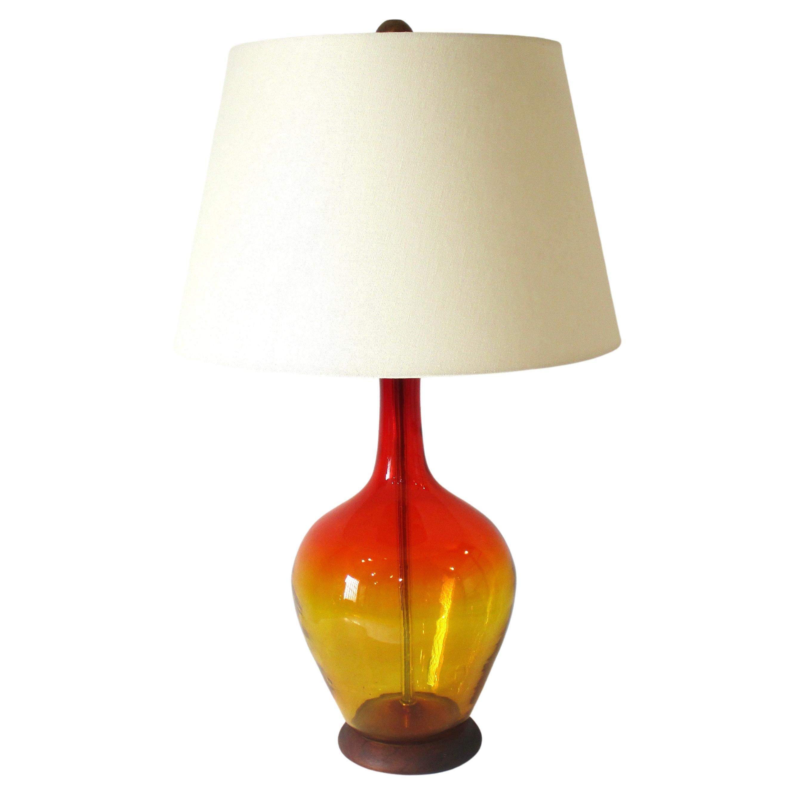 Stunning Amberina Orange Red Blenko Lamp, Mid-Century Modern For Sale at  1stDibs