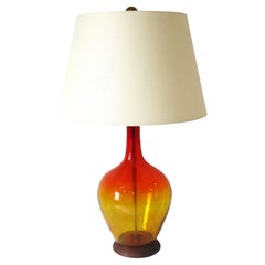 Mid Century Blenko Amberina Table Lamp by Winslow Anderson