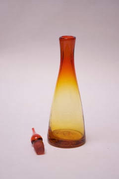 Mid-Century Blenko Amerbina Tangerine Decanter with Stopper by Winslow Anderson