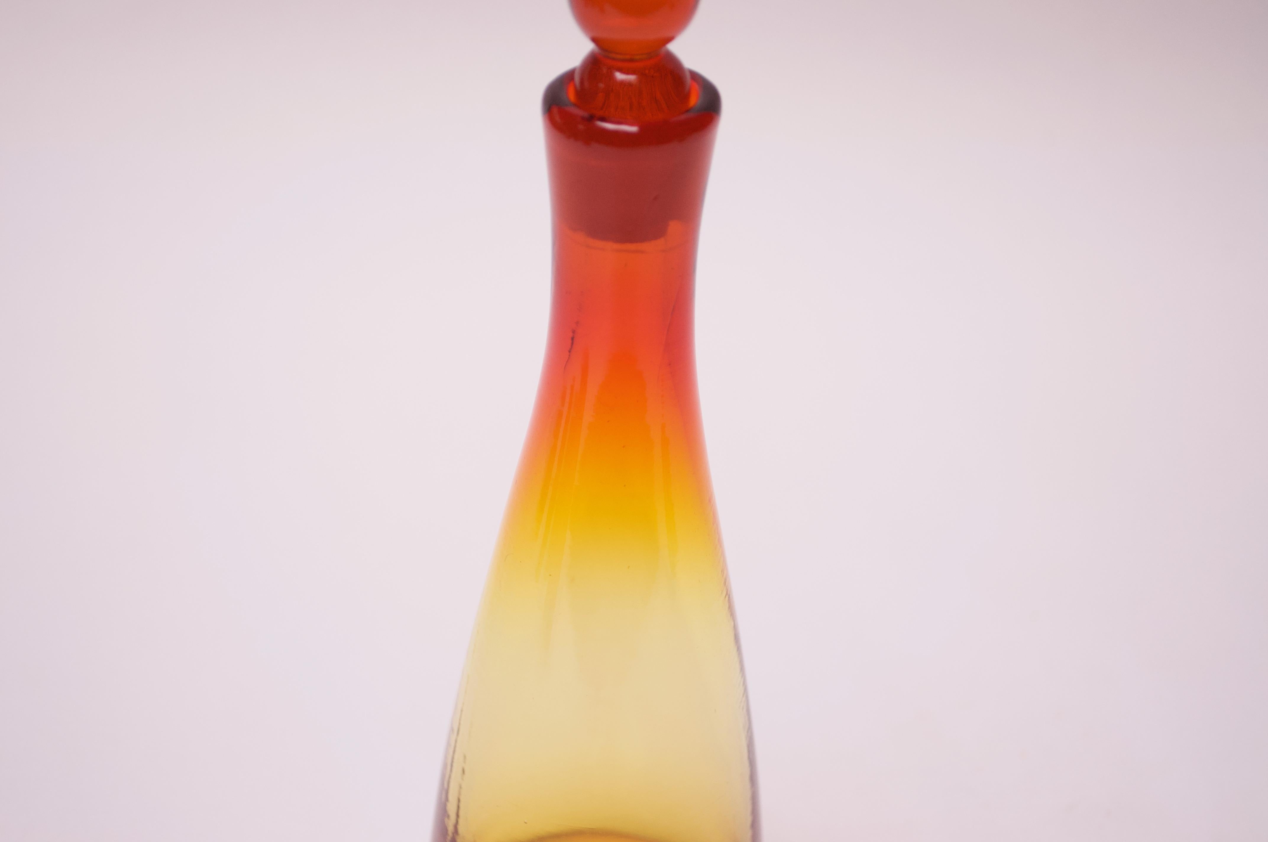 Mid-20th Century Mid-Century Blenko Amerbina Tangerine Decanter with Stopper by Winslow Anderson