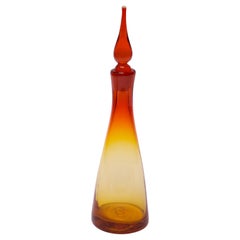 Vintage Mid-Century Blenko Amerbina Tangerine Decanter with Stopper by Winslow Anderson