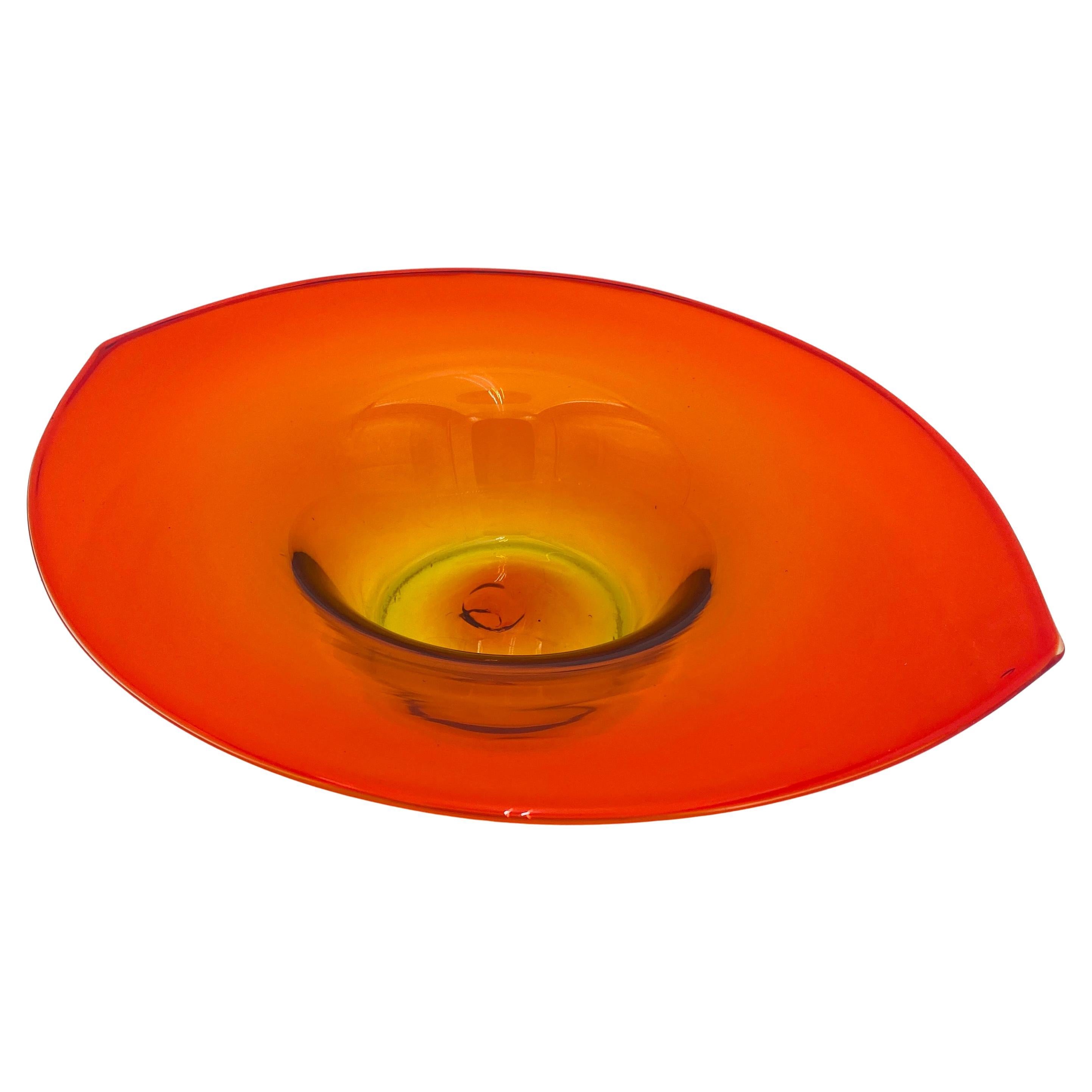 Mid Century Blenko Glass Bowl Amberina 1950s