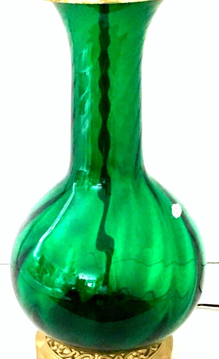 mid century green glass lamp