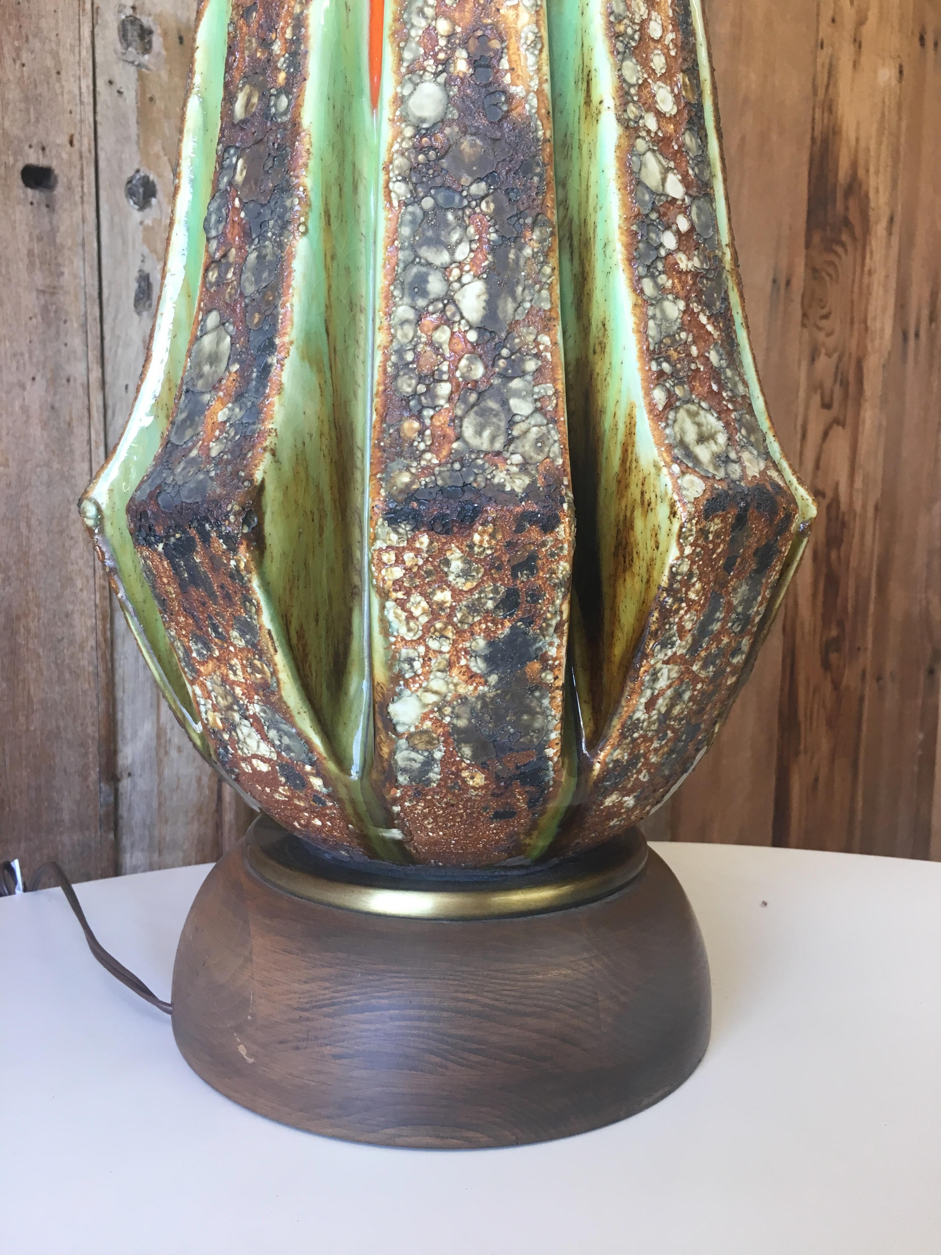 Midcentury Blister Glaze Table Lamp For Sale 1