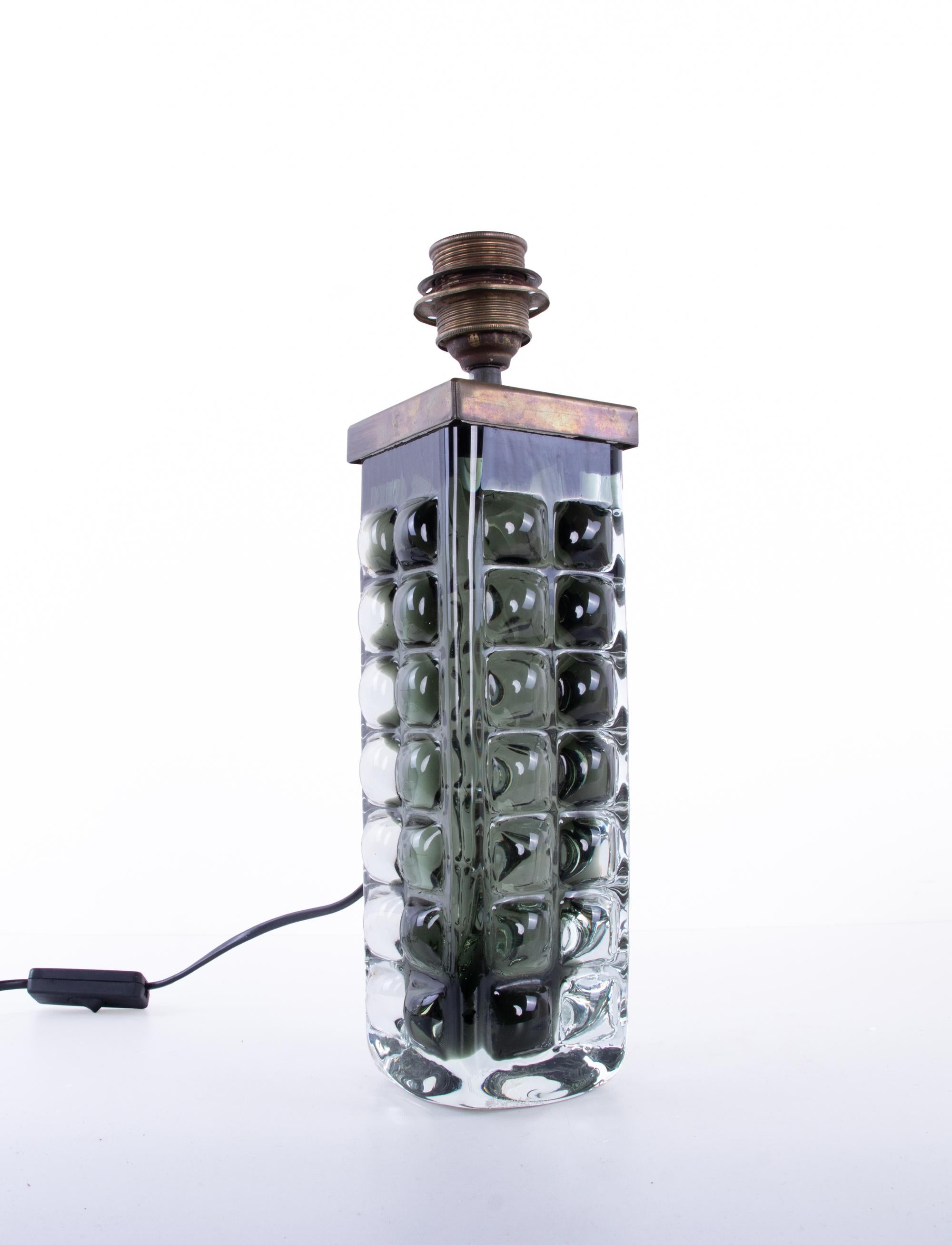 Mid-Century Modern Mid-Century Block Bubble Table Lamp by Horst Tueselmann for Ichendorf Glashuette For Sale
