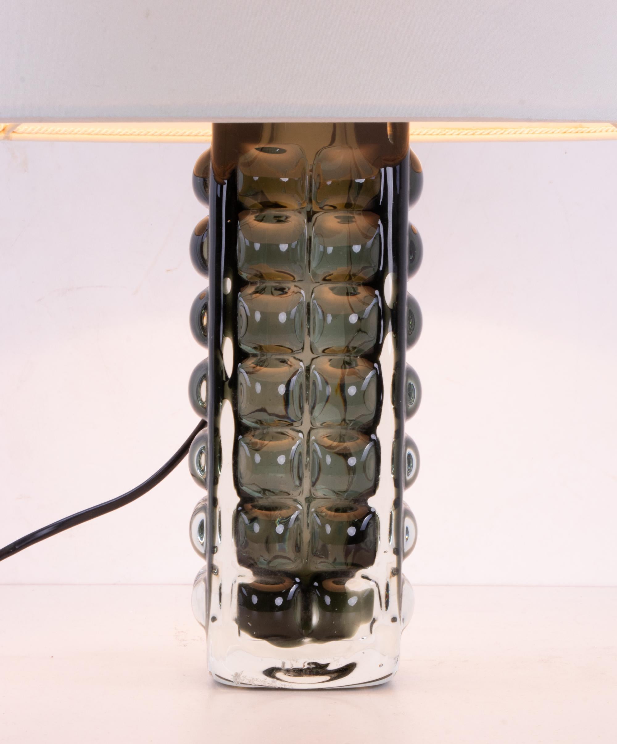 German Mid-Century Block Bubble Table Lamp by Horst Tueselmann for Ichendorf Glashuette For Sale