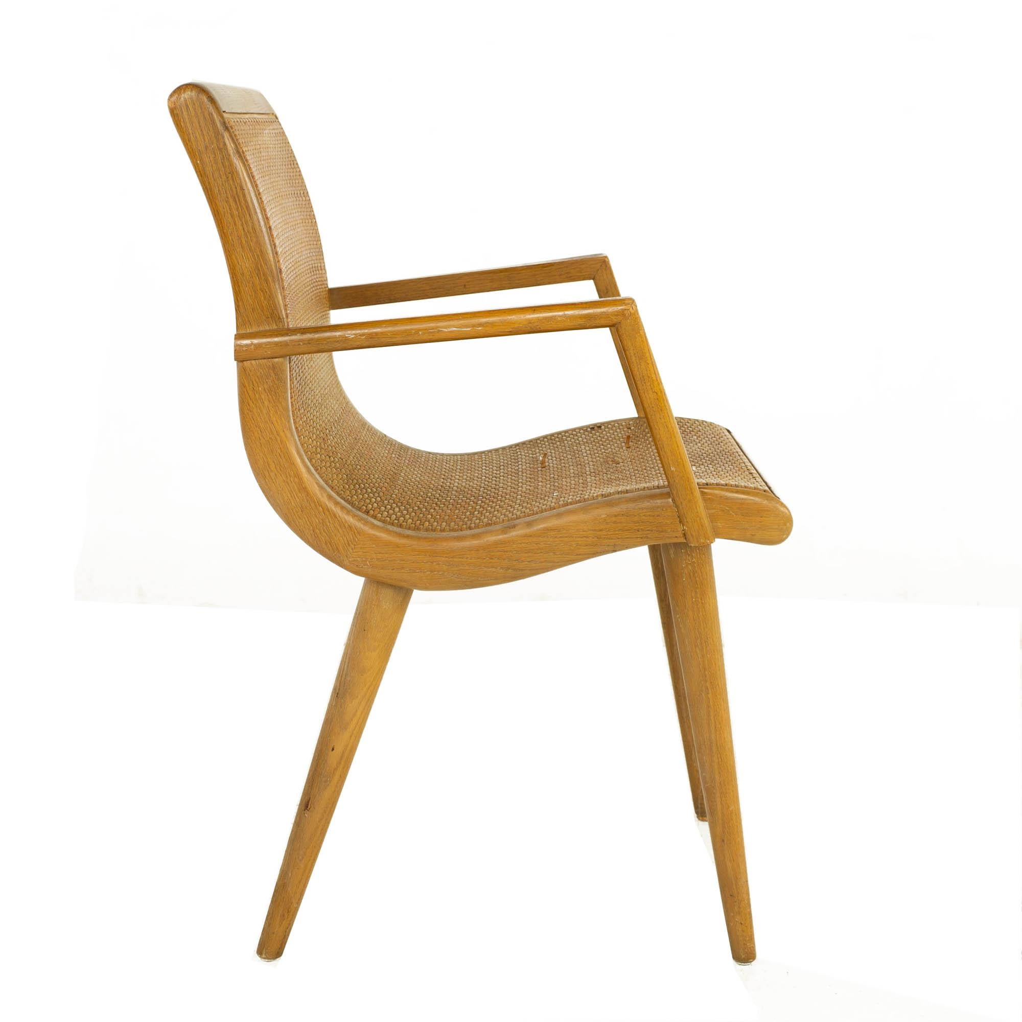 American Mid Century Blonde Caned Dining Desk Chair