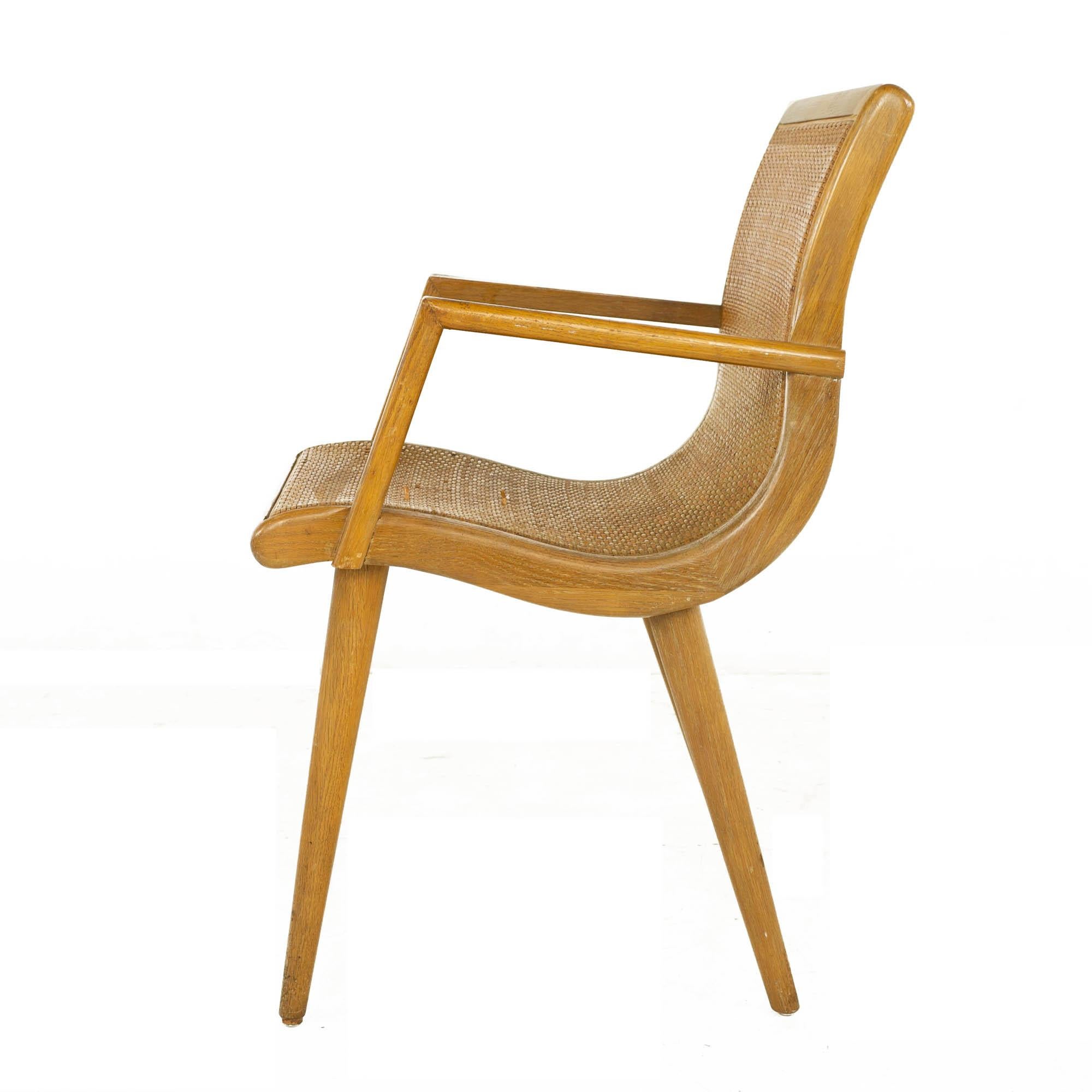 Late 20th Century Mid Century Blonde Caned Dining Desk Chair
