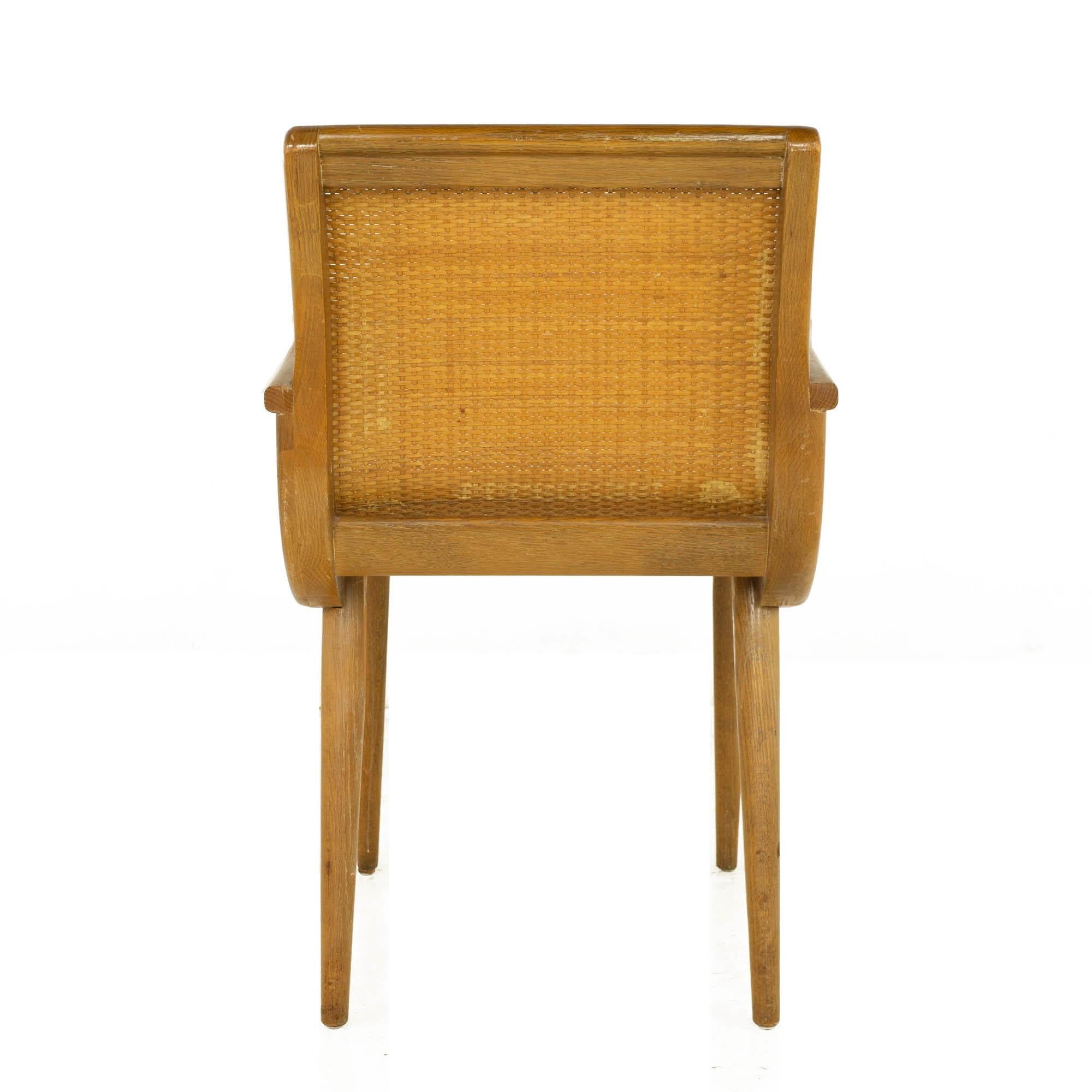 Mid Century Blonde Caned Dining Desk Chair 2
