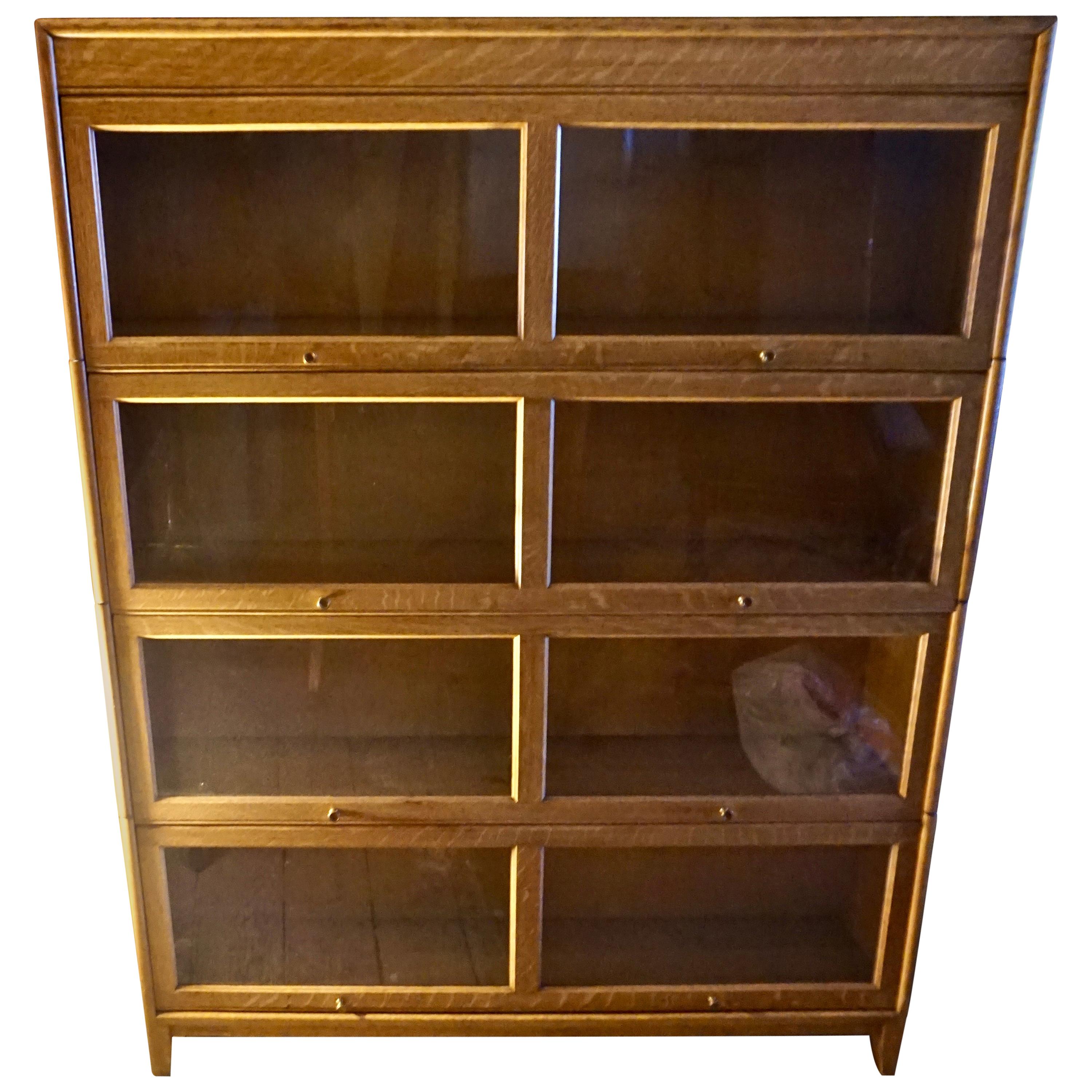Midcentury Blonde Oak Barrister's Bookcase Display Cabinet For Sale