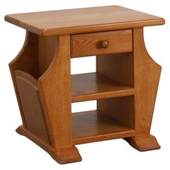 Mid-Century Blonde Oak Side Table, France 1980s