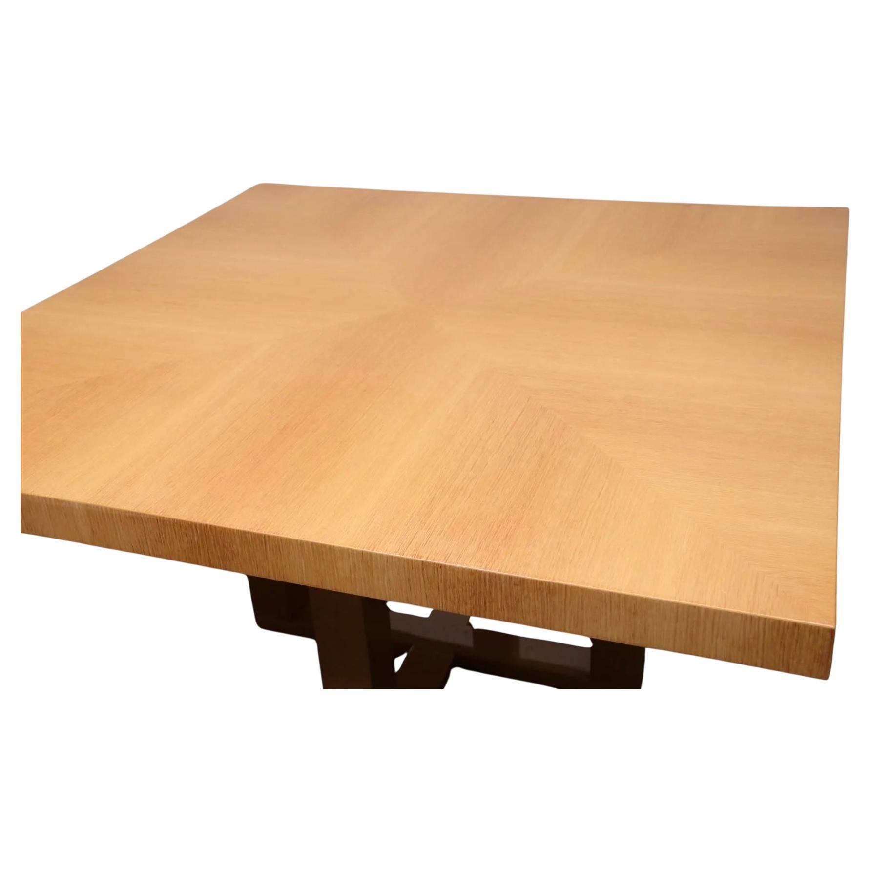 Modern Mid Century Blonde wood Square Dining Table By Ferdinando Meccani For Sale