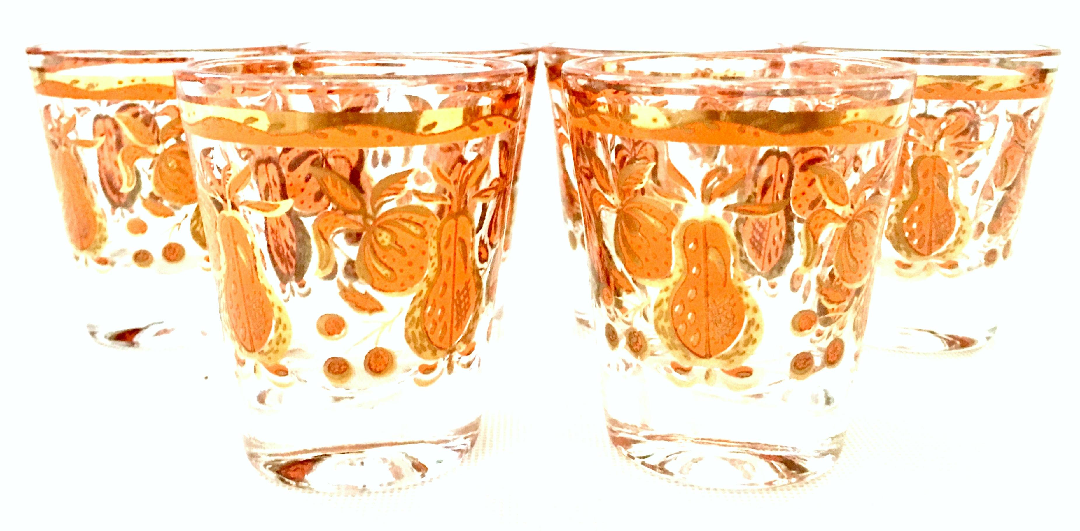 Midcentury Blown Glass & 22-Karat Gold Drinks Set by, Briard & Blenko Set of 11 4