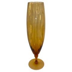 Mid Century Blown Glass Amber Vase
