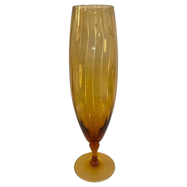 Mid Century Blown Glass Amber Vase For Sale at 1stDibs