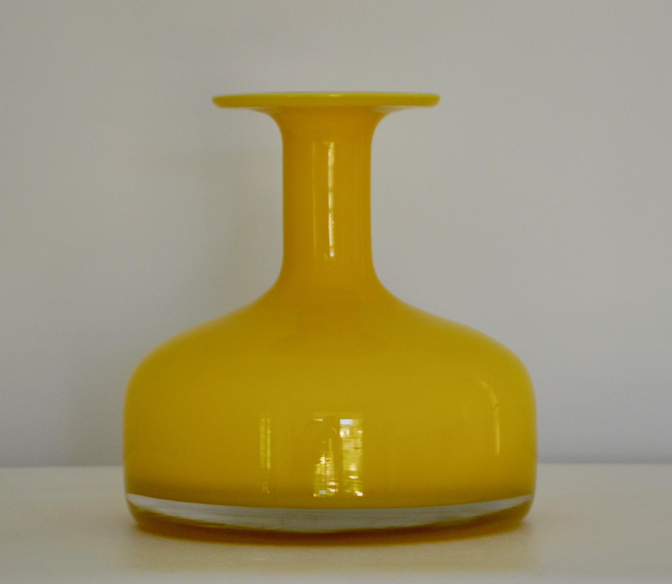 Italian Midcentury Blown Glass Bottle Form Vase For Sale