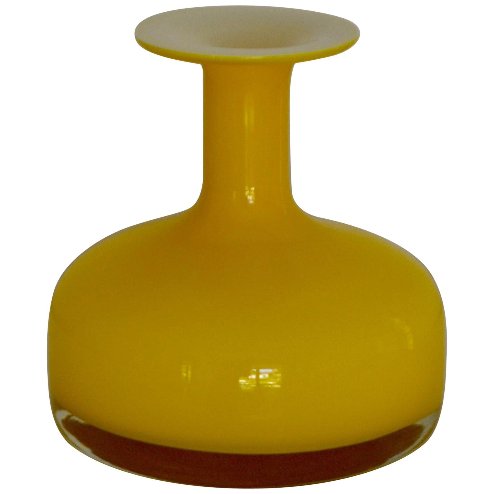 Midcentury Blown Glass Bottle Form Vase For Sale