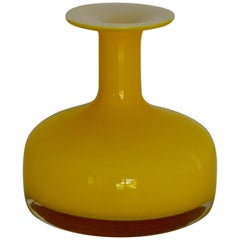 Midcentury Blown Glass Bottle Form Vase