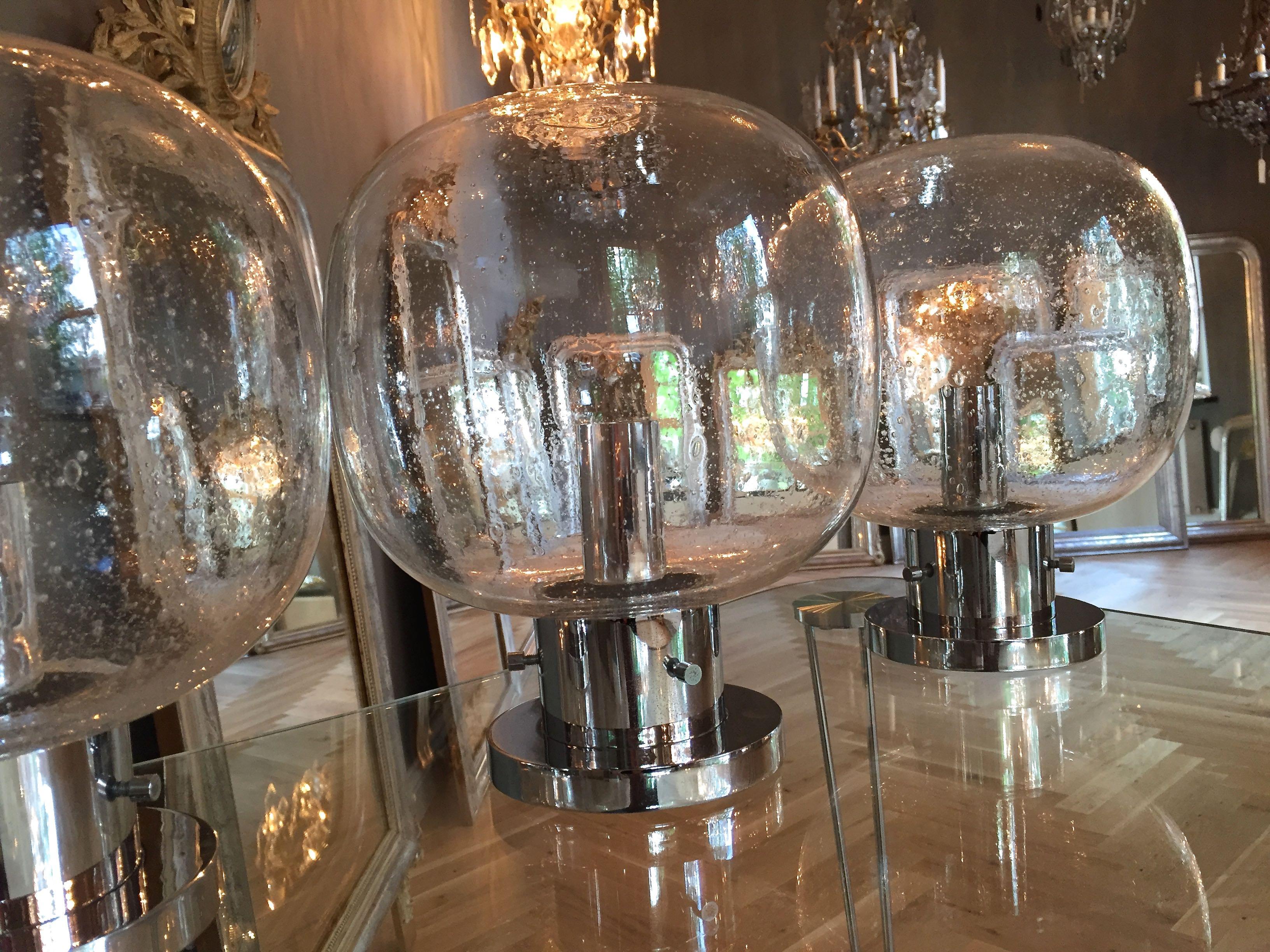 Mid-century blown glass ceiling lamps/ flush mount by RAAK Amsterdam, ca. 1970 For Sale 3