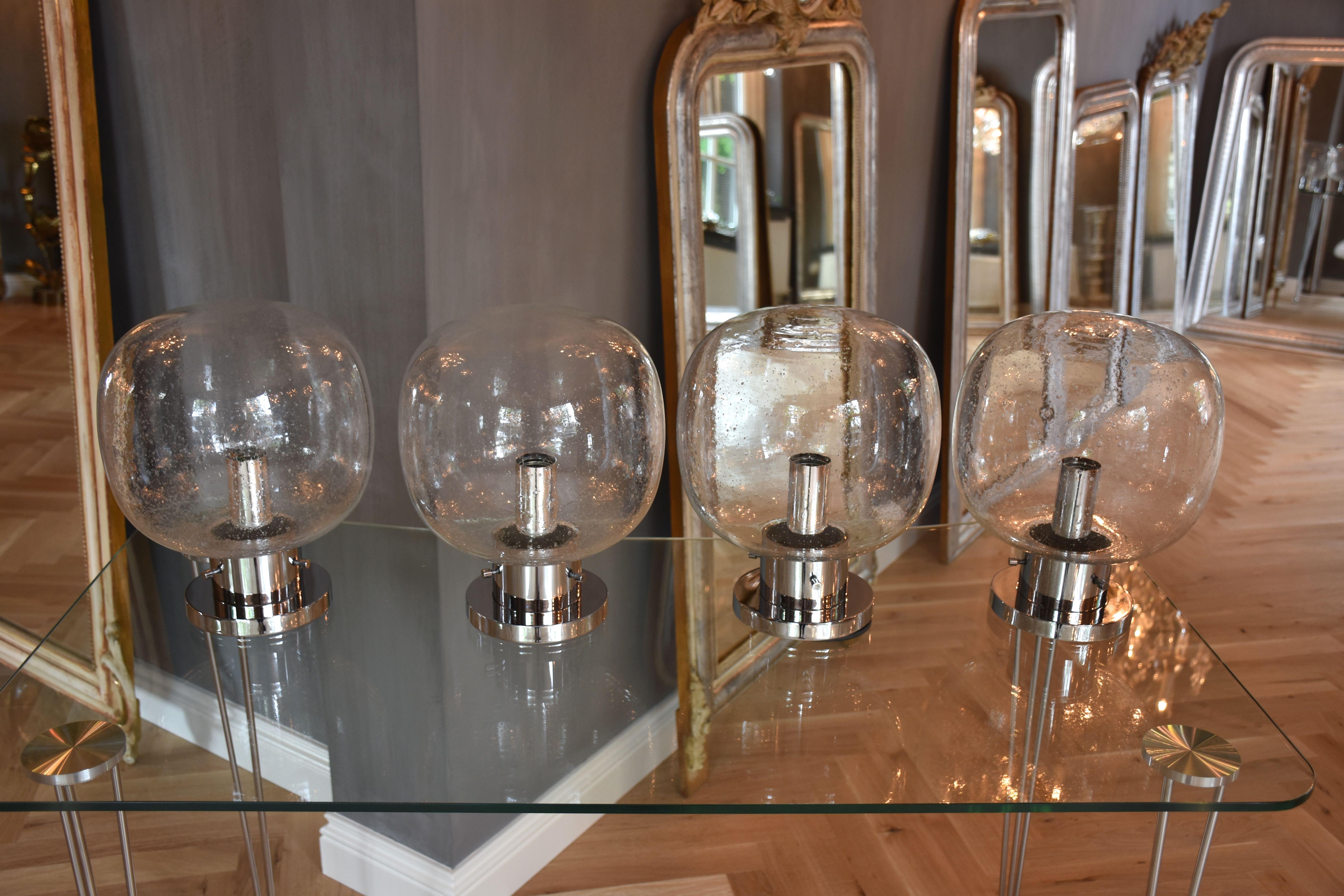 Dutch Mid-century blown glass ceiling lamps/ flush mount by RAAK Amsterdam, ca. 1970 For Sale