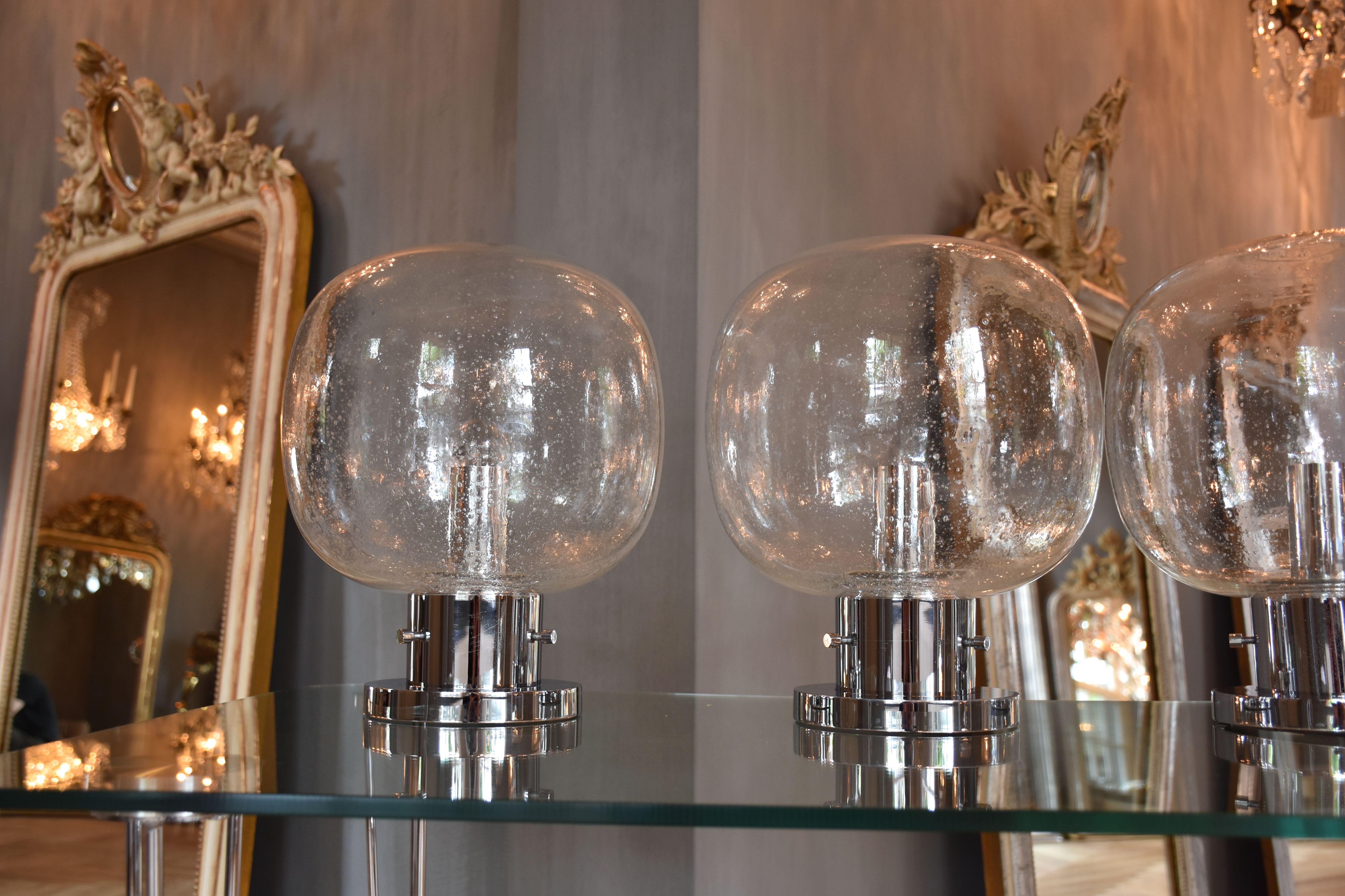 Hand-Crafted Mid-century blown glass ceiling lamps/ flush mount by RAAK Amsterdam, ca. 1970 For Sale