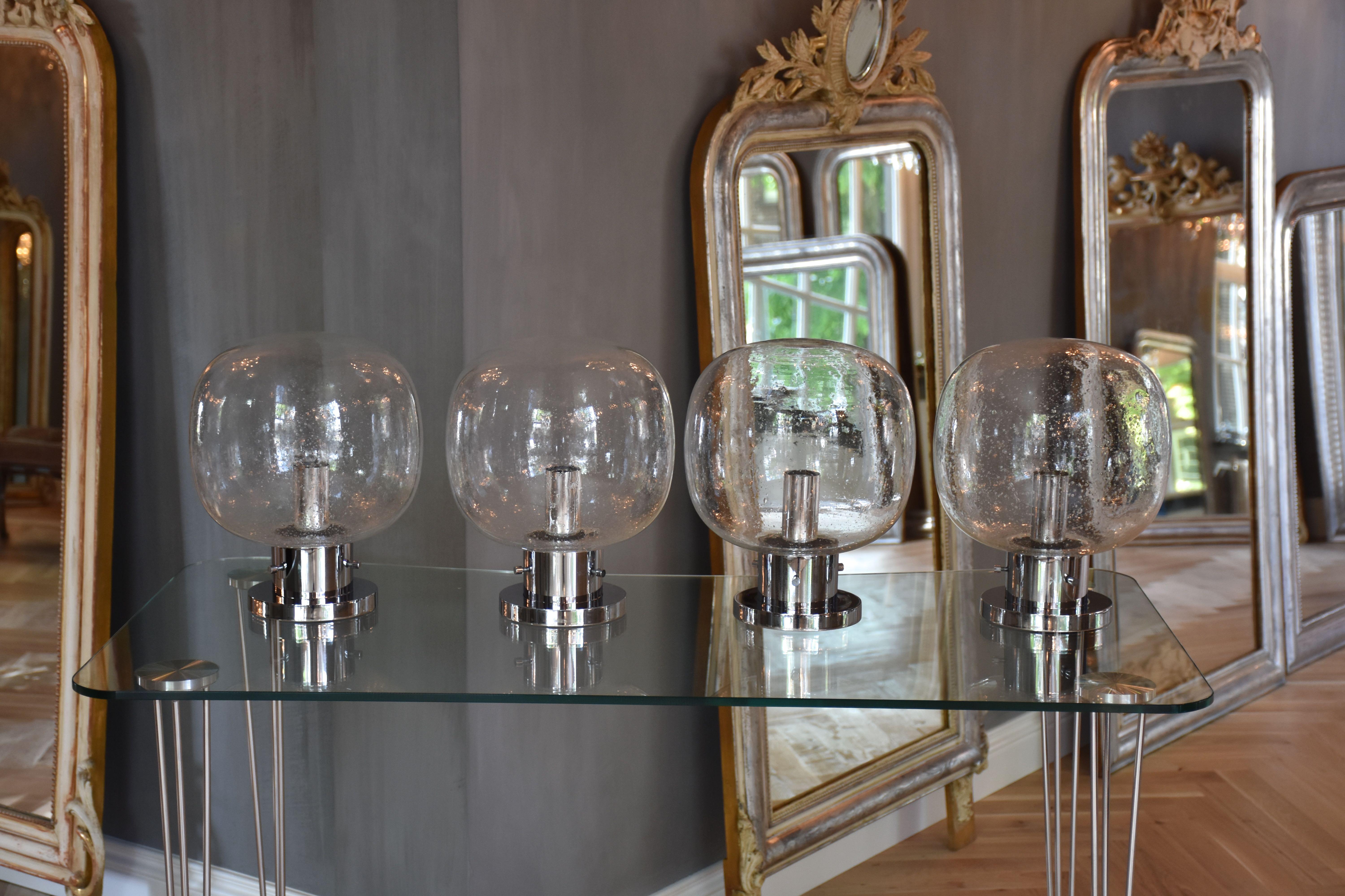 Metal Mid-century blown glass ceiling lamps/ flush mount by RAAK Amsterdam, ca. 1970 For Sale