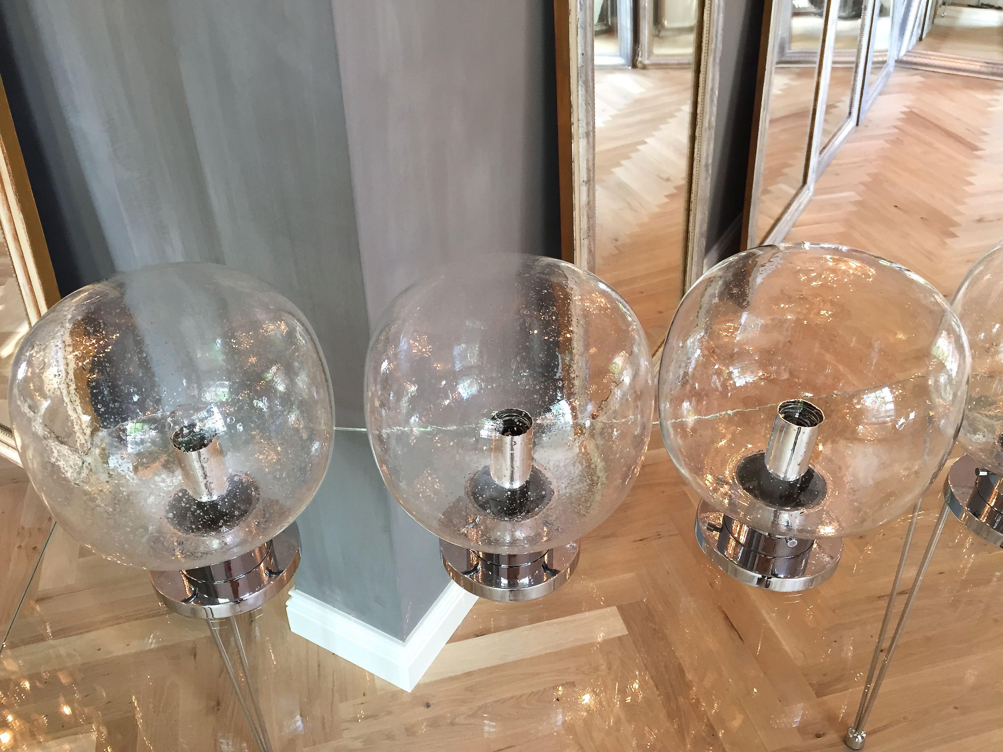 Mid-century blown glass ceiling lamps/ flush mount by RAAK Amsterdam, ca. 1970 For Sale 1