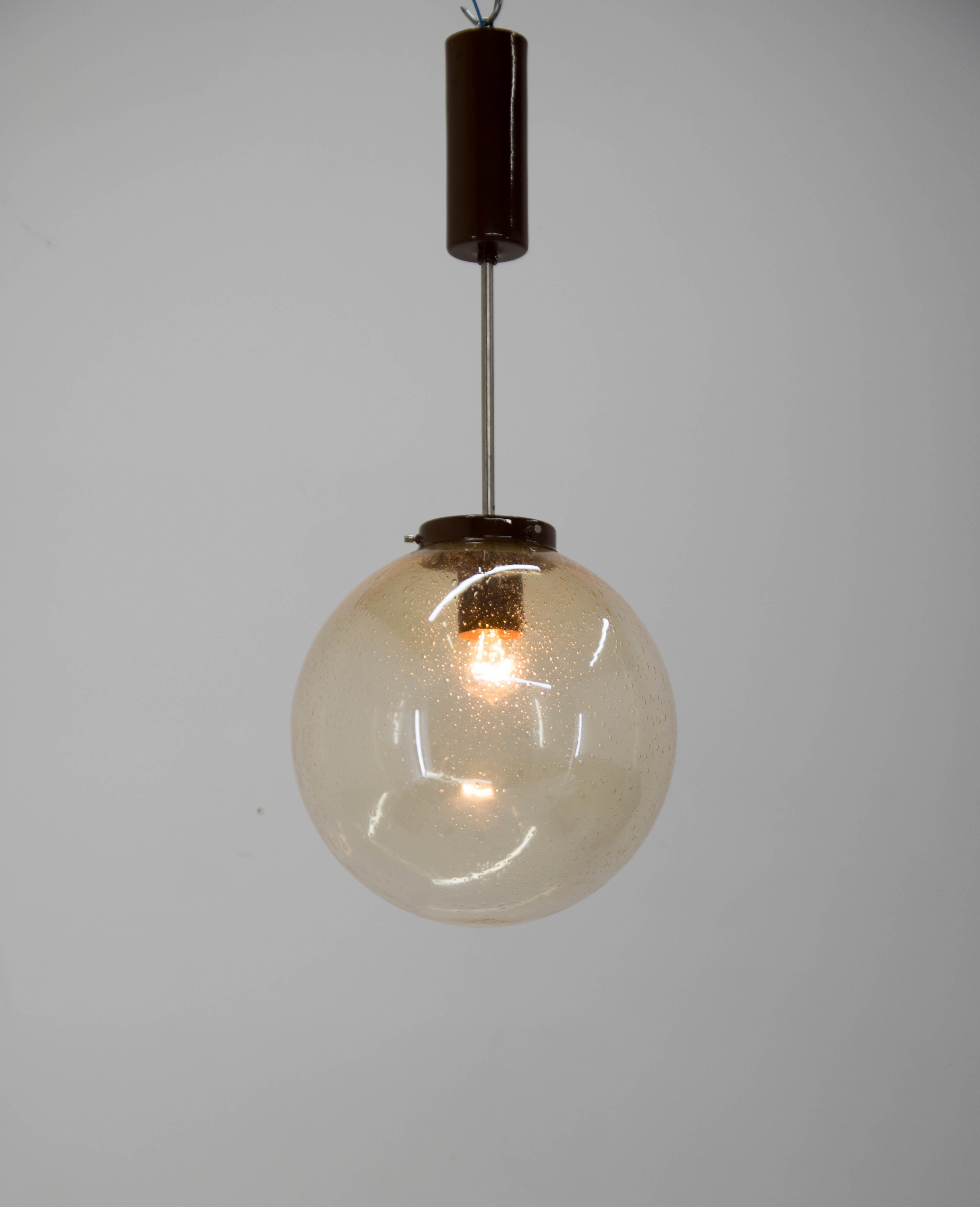 Steel Mid-Century Blown Glass Pendant, 1970s, Three Items Available For Sale