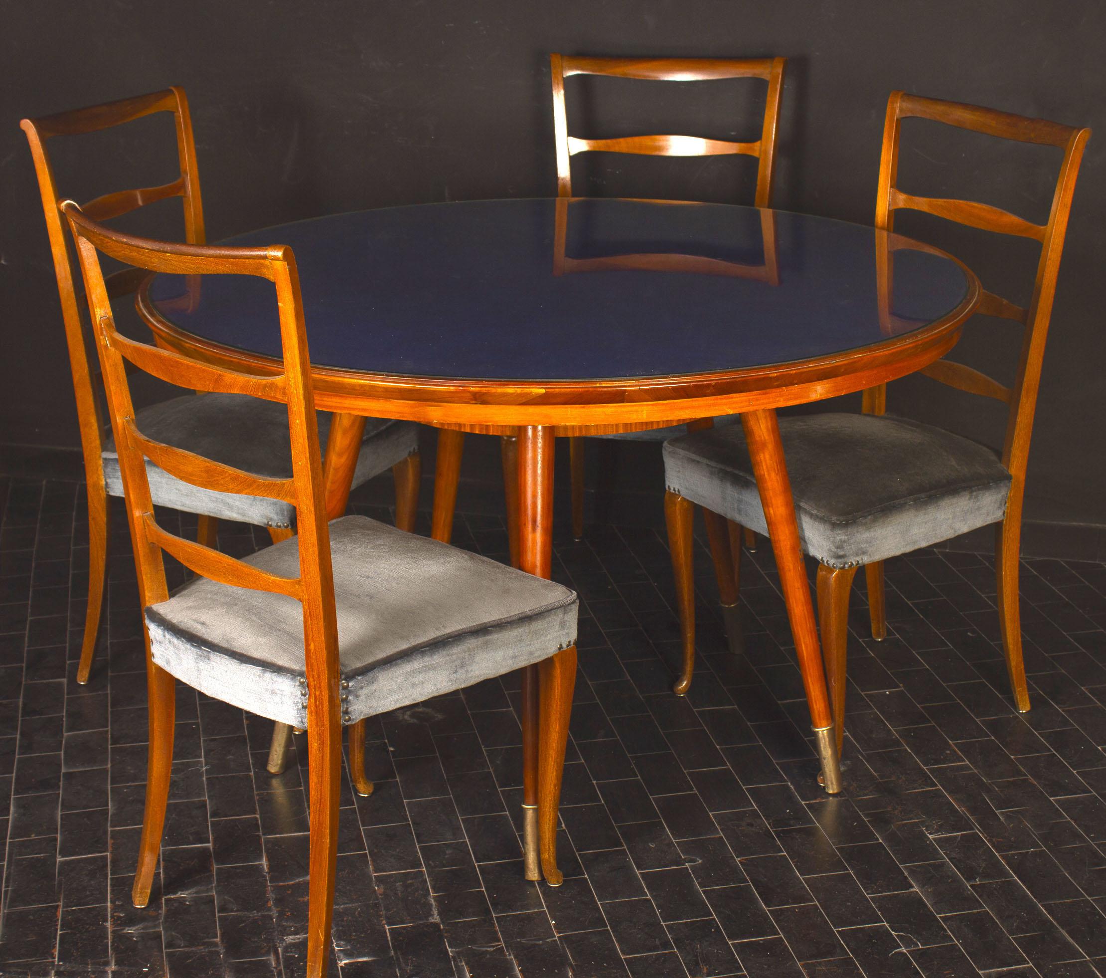20th Century Midcentury Blue Top Dining or Center Table in the style of Gio Ponti For Sale