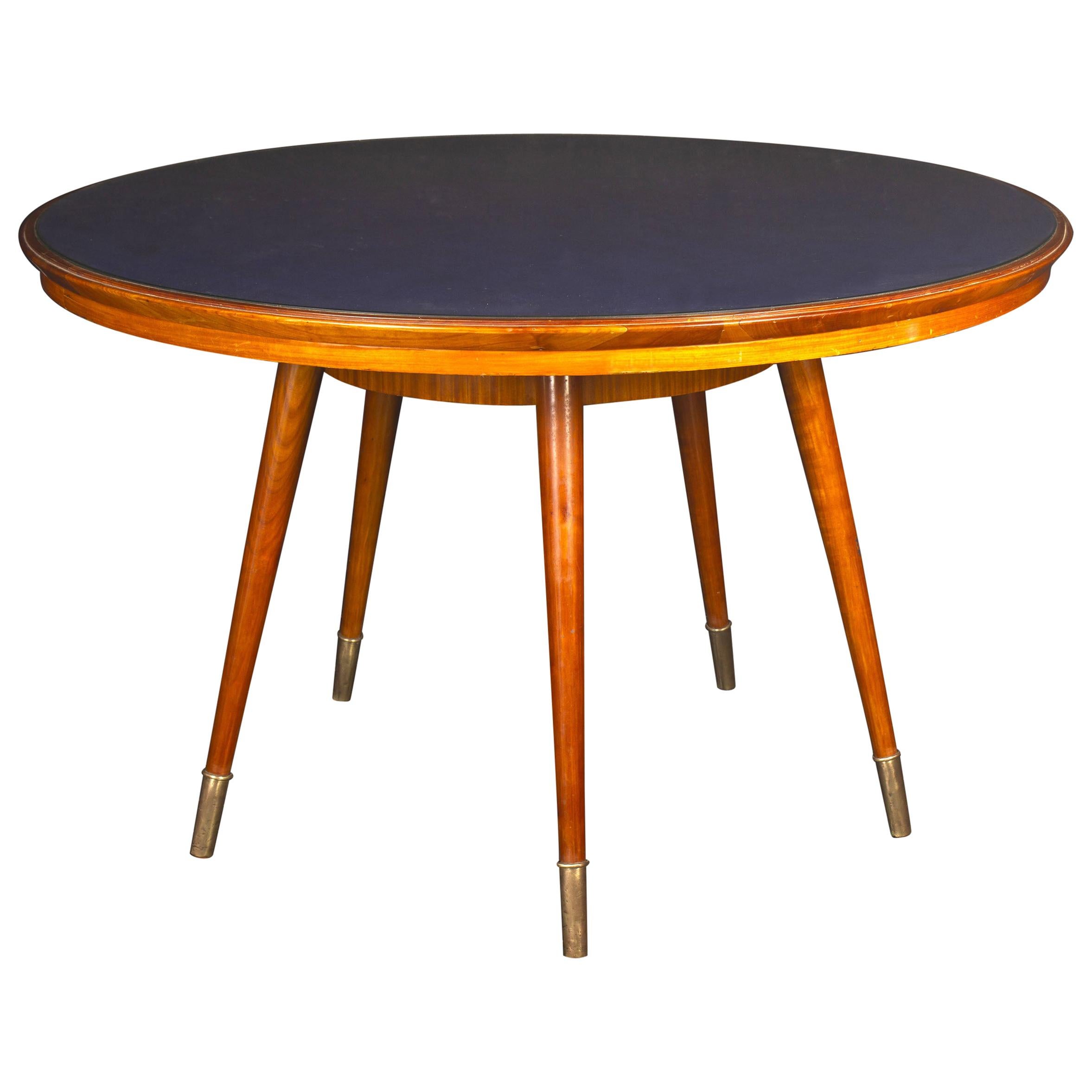 Midcentury Blue Top Dining or Center Table in the style of Gio Ponti